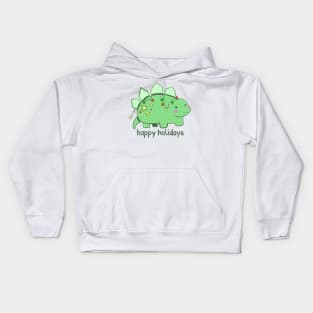 Cute green Christmas dinosaur Kids Hoodie